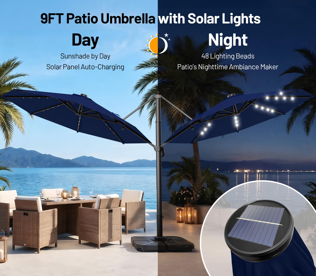 Cantilever Patio Umbrella with Lights X512