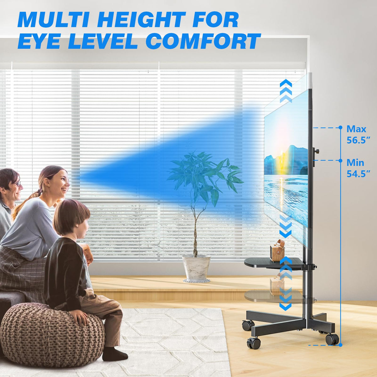 Rolling TV Stand with Shelf for 23-65 inch TVs D3047