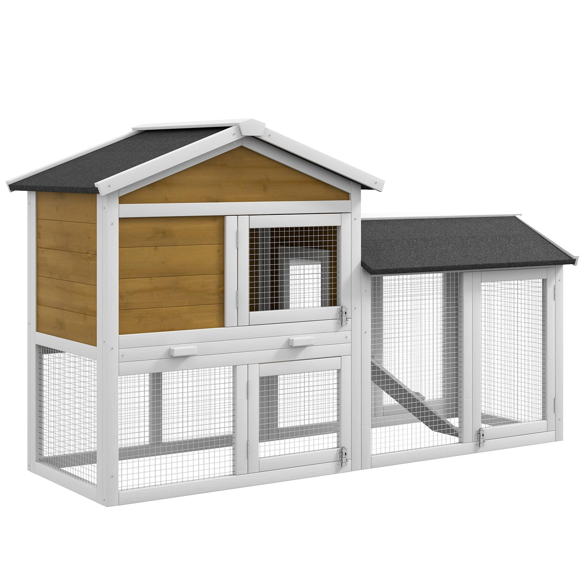 Outdoor Rabbit Hutch, 2-Tier with Ramp and Water-Resistant Roof S790376