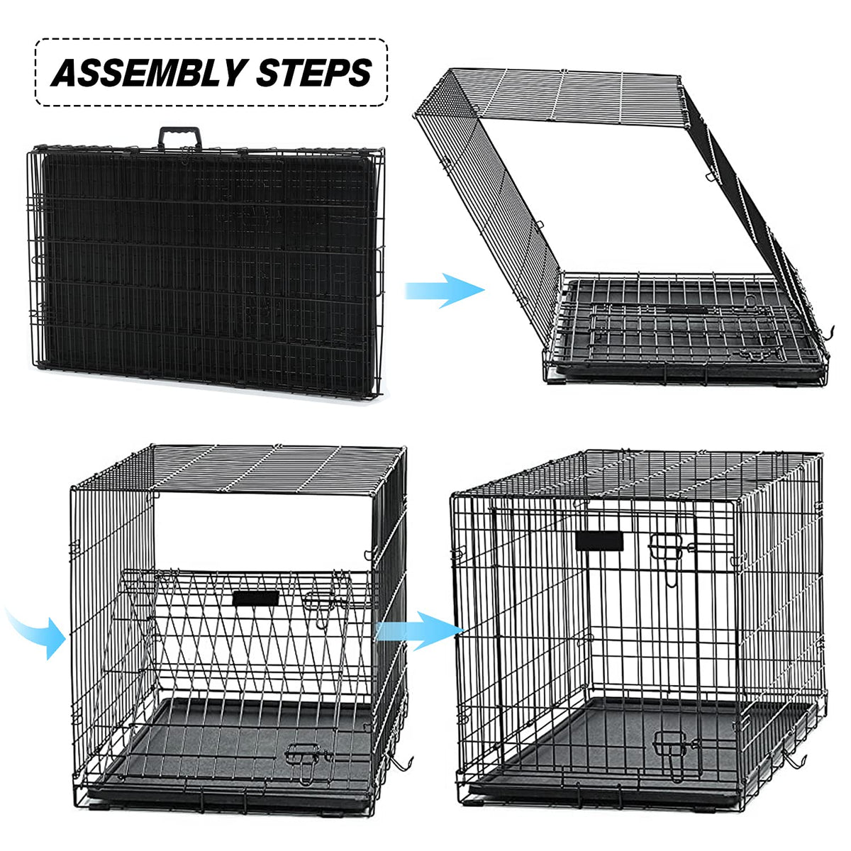48 Inch Double Door Metal Dog Crate with Divider Panel W10328