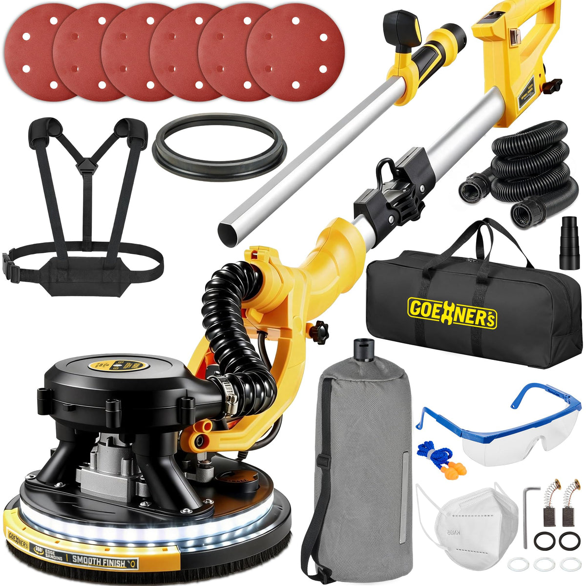 950W Electric Drywall Sander with Vacuum Dust Collector O3406