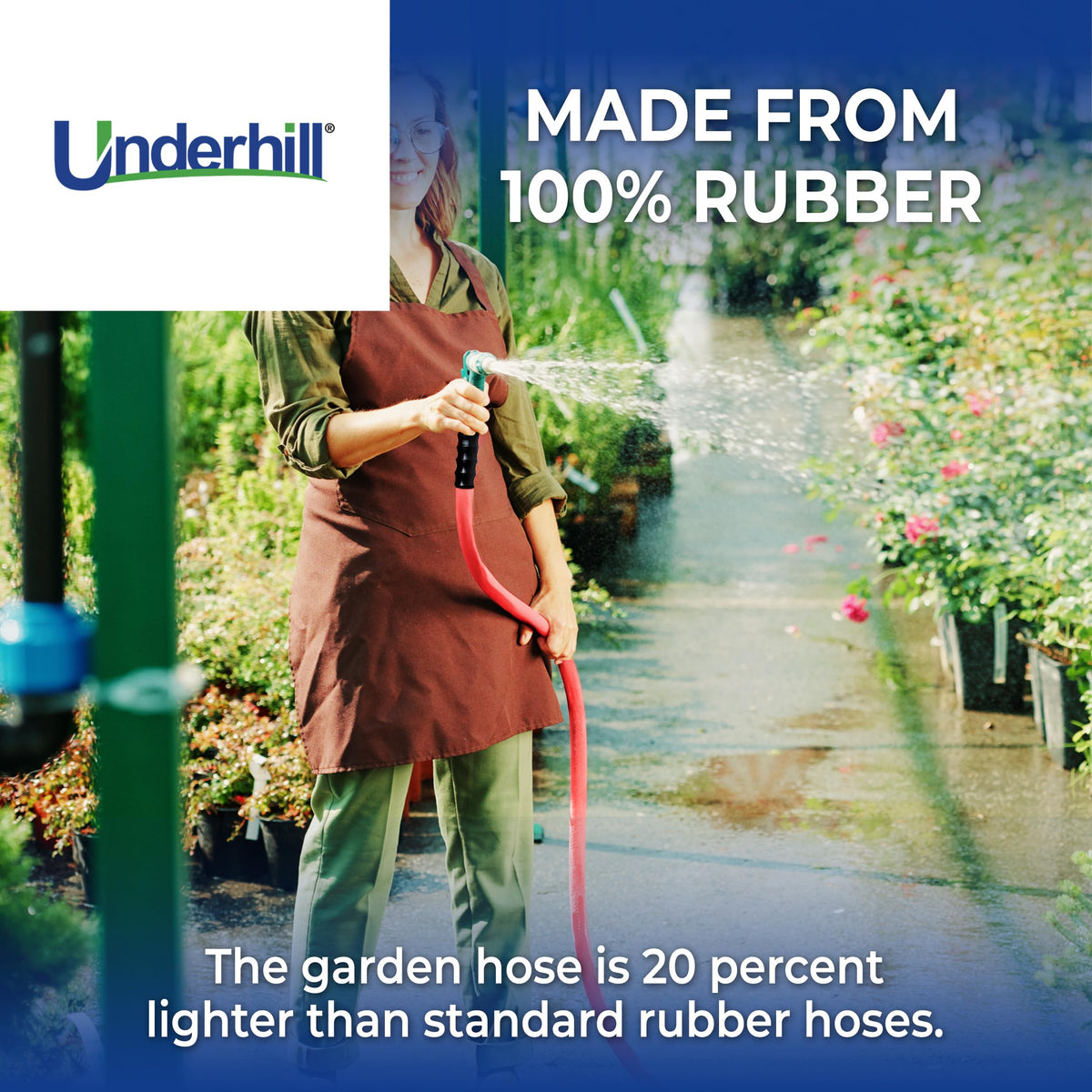 Heavy-Duty Rubber Garden Hose 3/4 Inch x 100 ft Red J781494