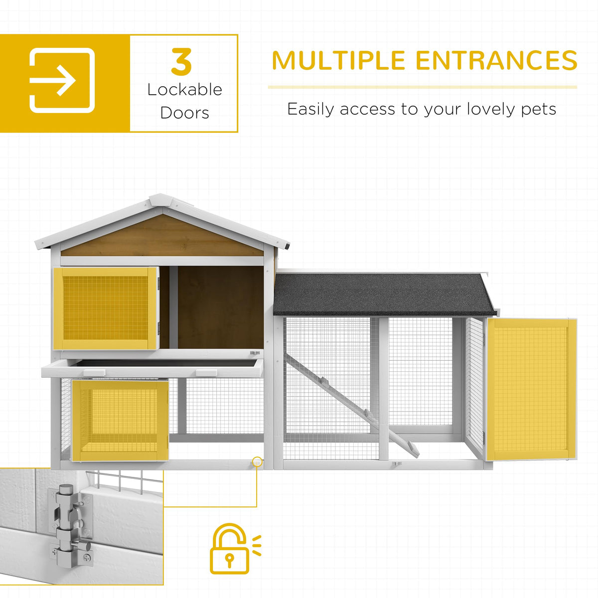 Outdoor Rabbit Hutch, 2-Tier with Ramp and Water-Resistant Roof S790376