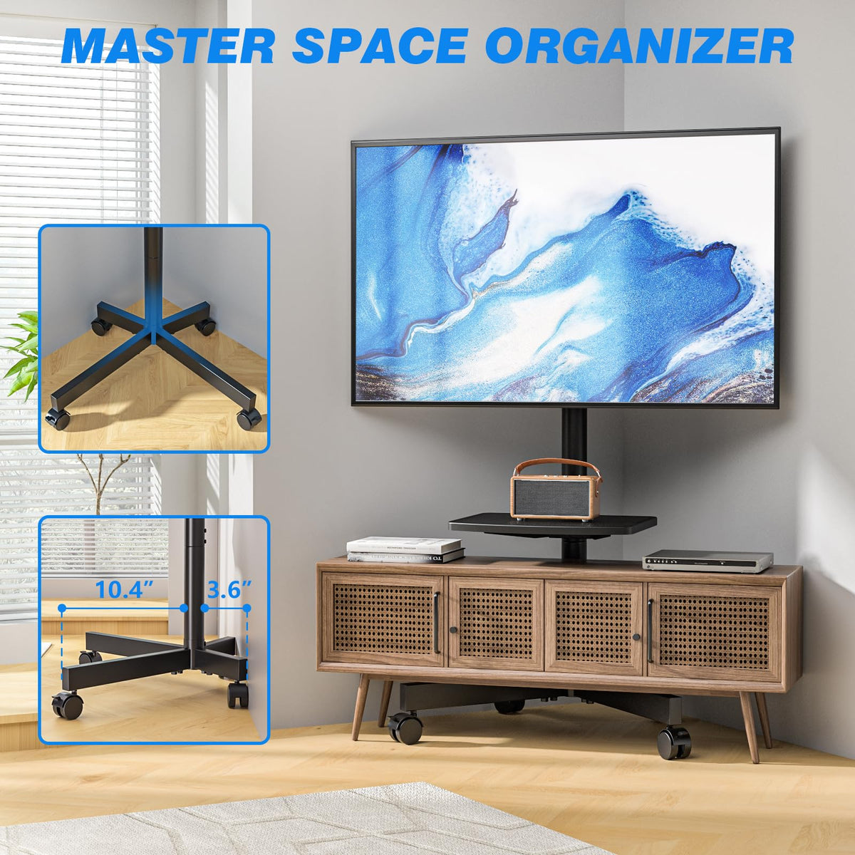 Rolling TV Stand with Shelf for 23-65 inch TVs D3047