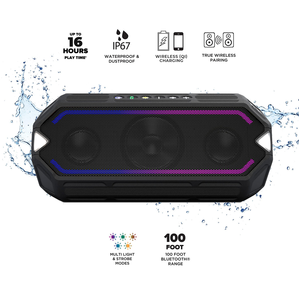 Black Waterproof Portable Bluetooth Speaker V546