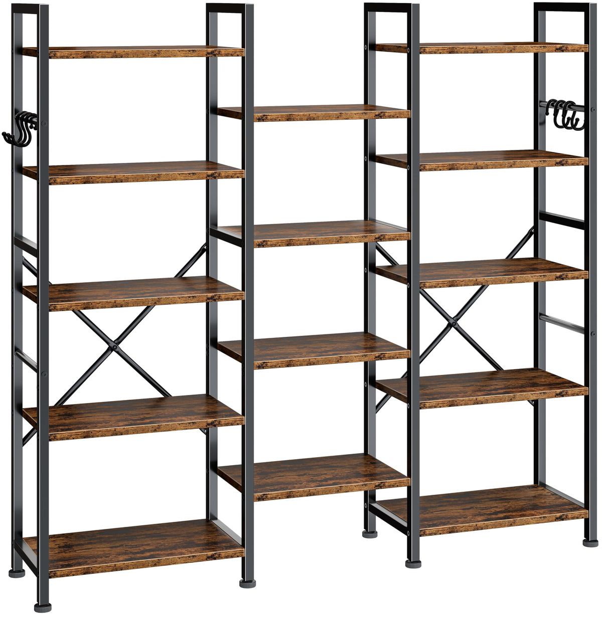 5 Tier Wide Bookshelf with 6 Hooks B463520
