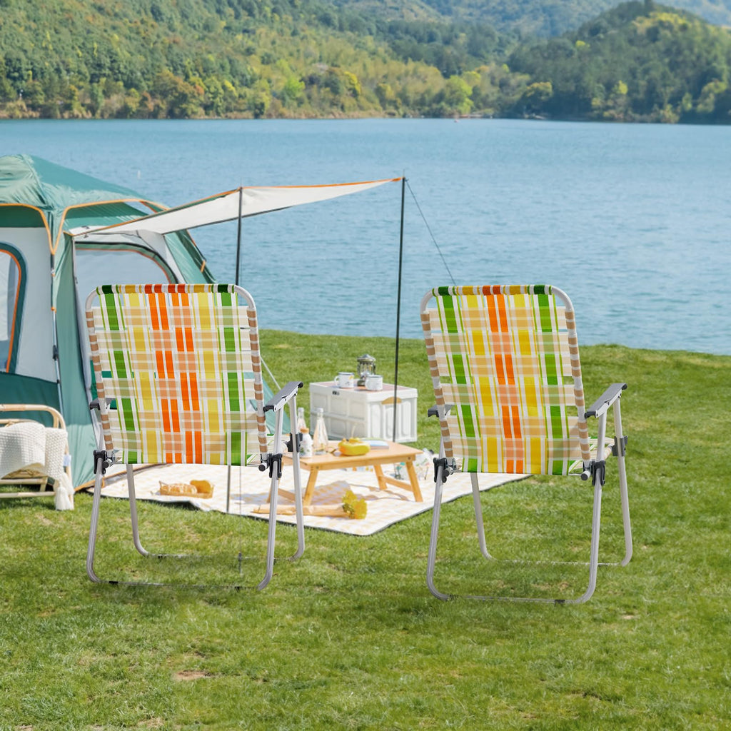 Oversized Folding Webbed Lawn Chairs Set of 2 H3085