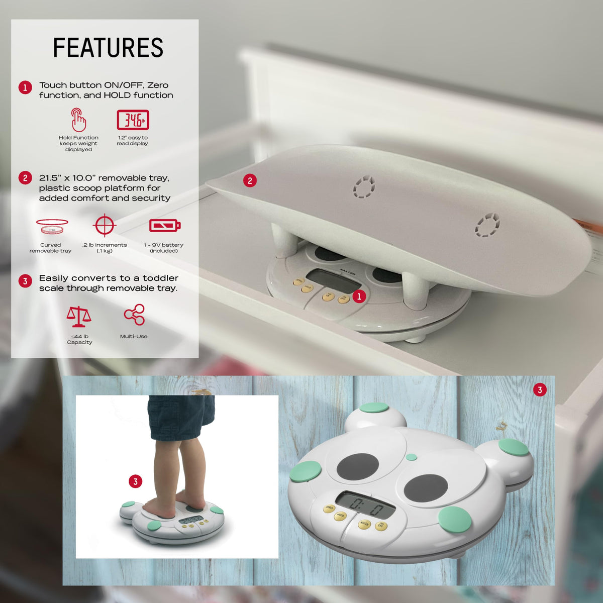 Digital Baby and Toddler Scale with Removable Tray H5936