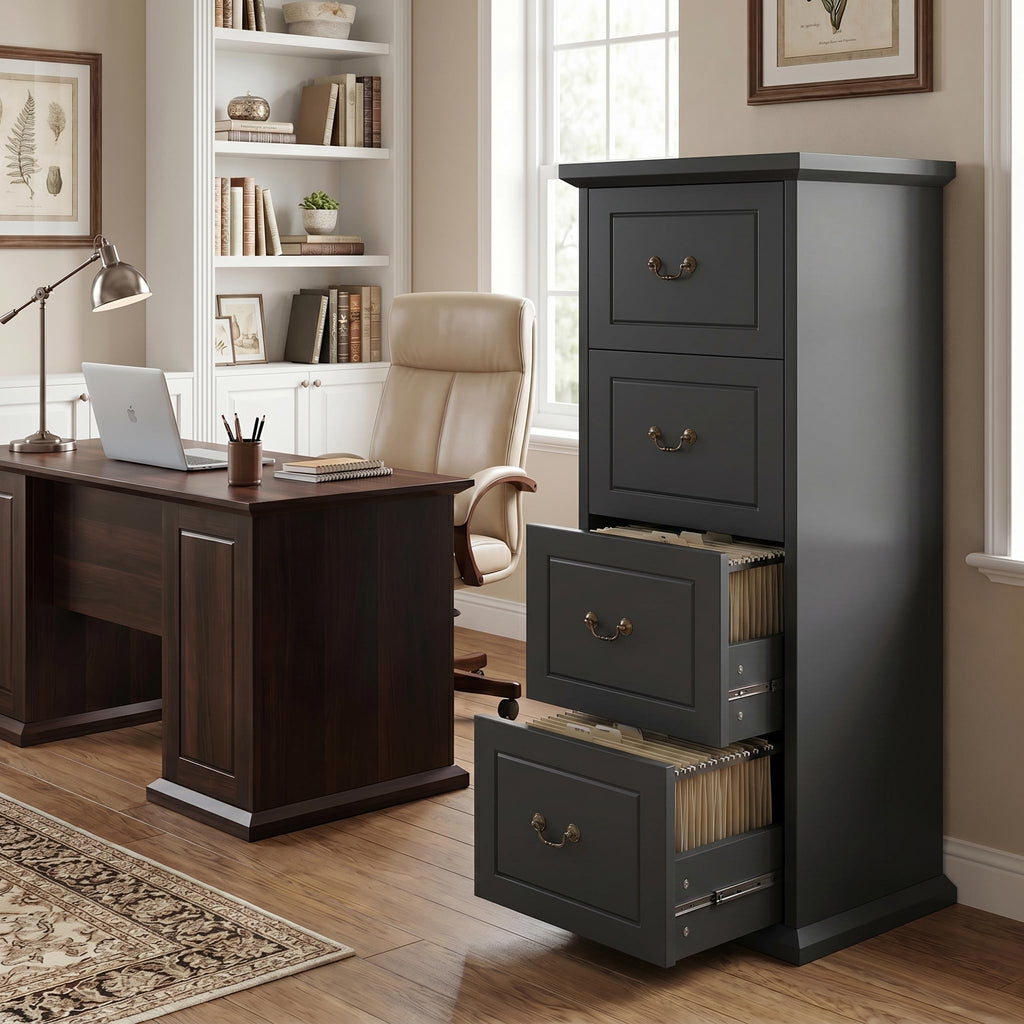Wooden Vertical 4-Drawer File Cabinet A300