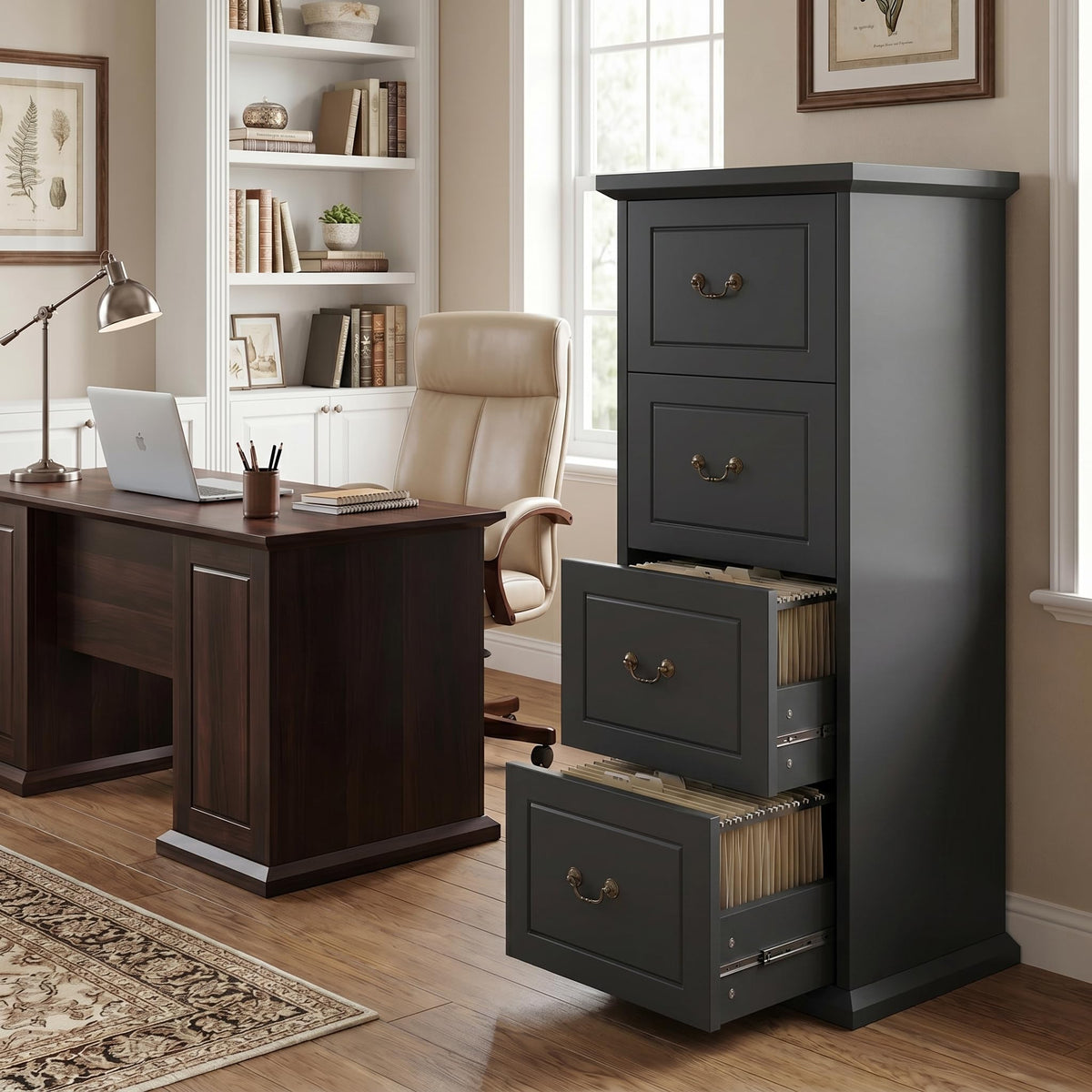 Wooden Vertical 4-Drawer File Cabinet A300