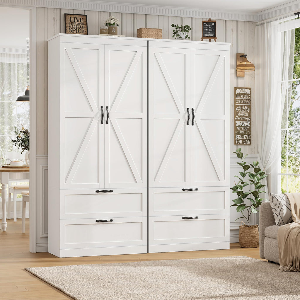 70" White Kitchen Pantry Storage Cabinet Q680029