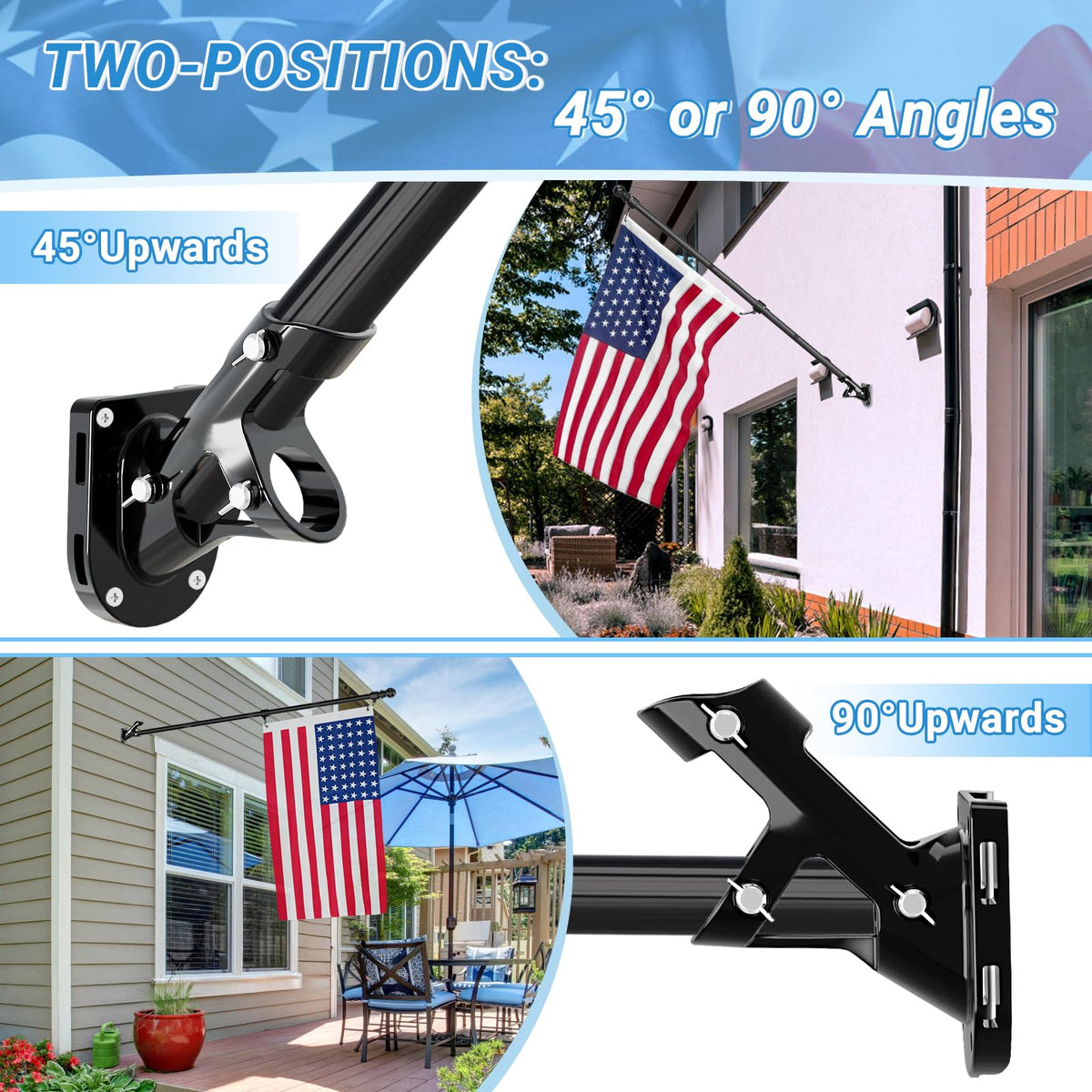 Heavy Duty Aluminum Alloy Wall Mount Flag Pole Holder V850928