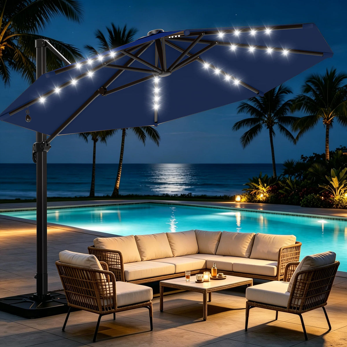 Cantilever Patio Umbrella with Lights X512