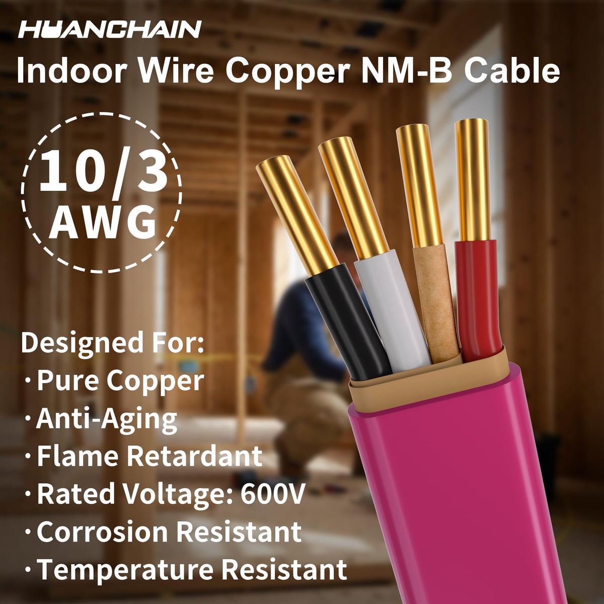 Pink 100FT Non-Metallic Sheathed Cable Z9461