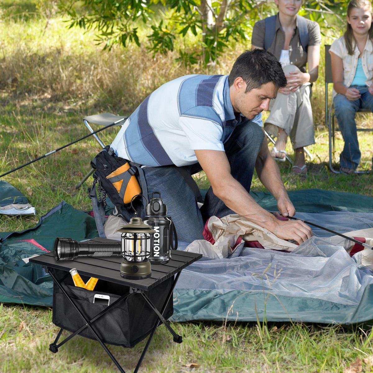 Foldable Aluminum Camping Side Table with Carry Bag L61224