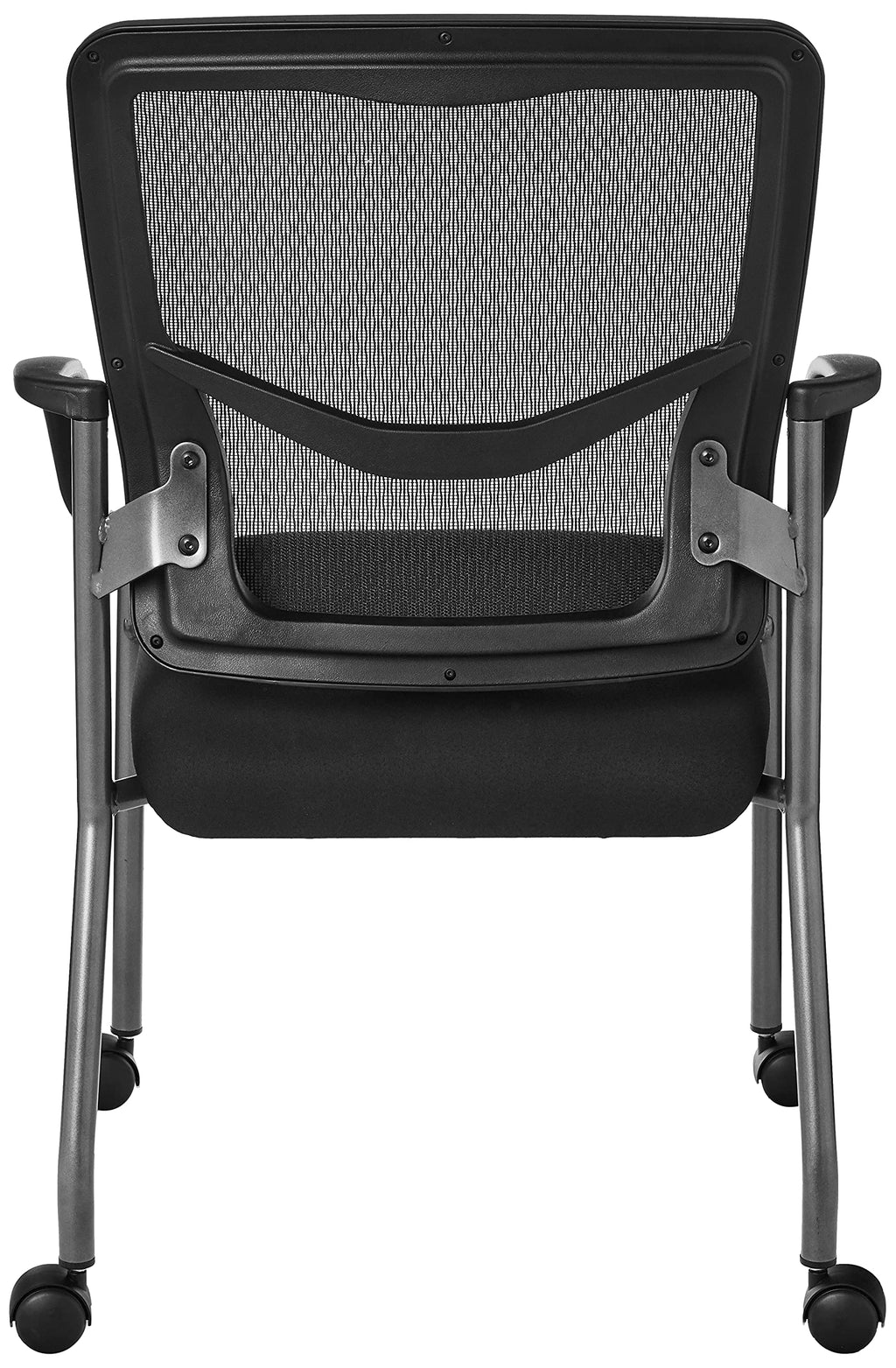 Stackable Visitor's Chair with Breathable Back and Rolling Casters S45441