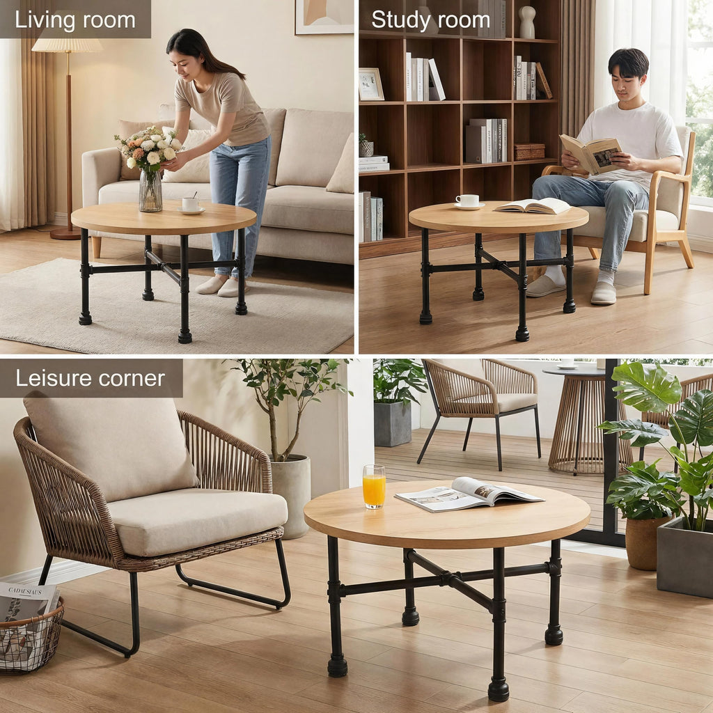 Black Industrial Pipe Table Leg Set Q795131