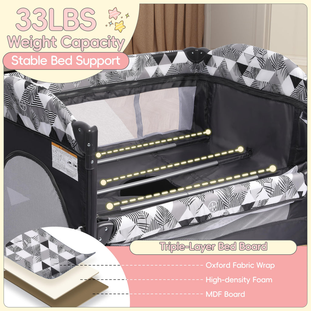 5-in-1 Baby Bassinet Bedside Sleeper with Changing Table F8036