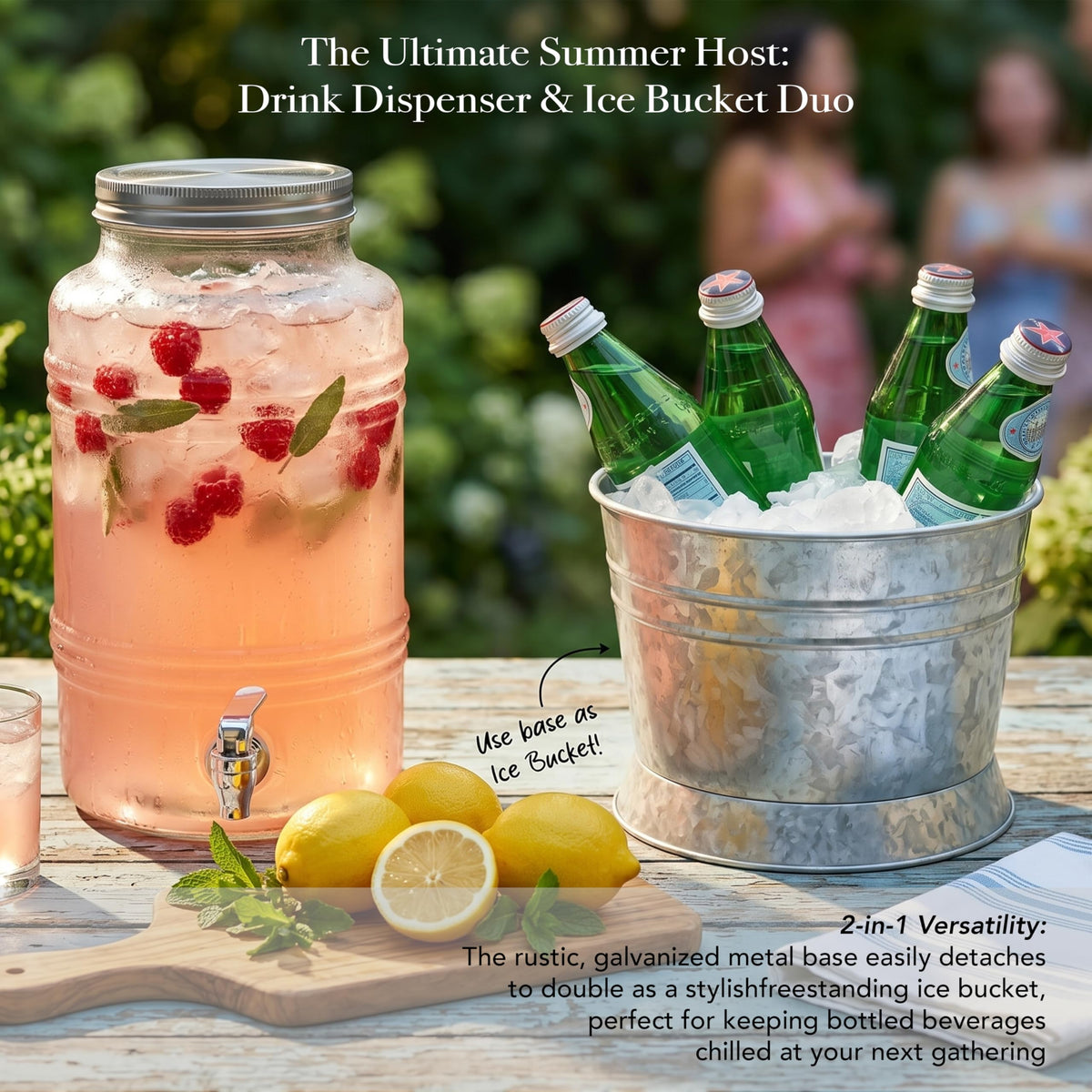 Glass Beverage Dispenser with Metal Stand V772