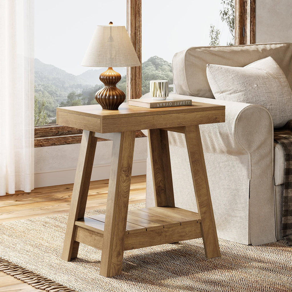 2-Tier Wooden End Table with Storage U35007