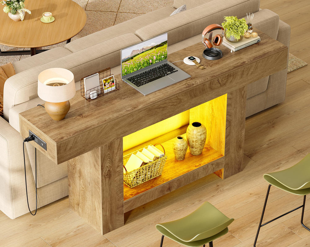 63" Entryway Table with Smart RGB Lights and Charging Station X288