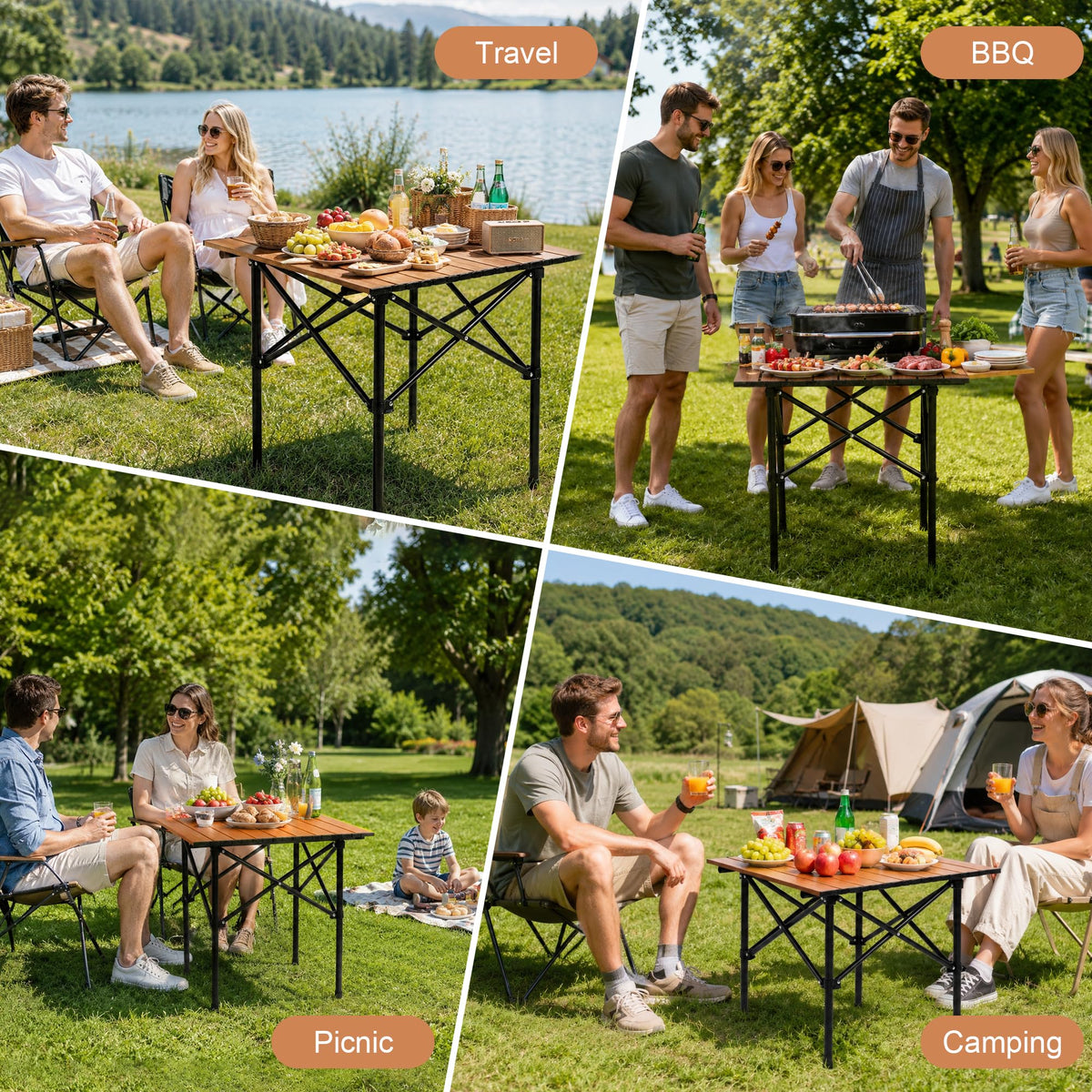 Folding Camping Table 21 x 20 Inch with Carry Bag S6515