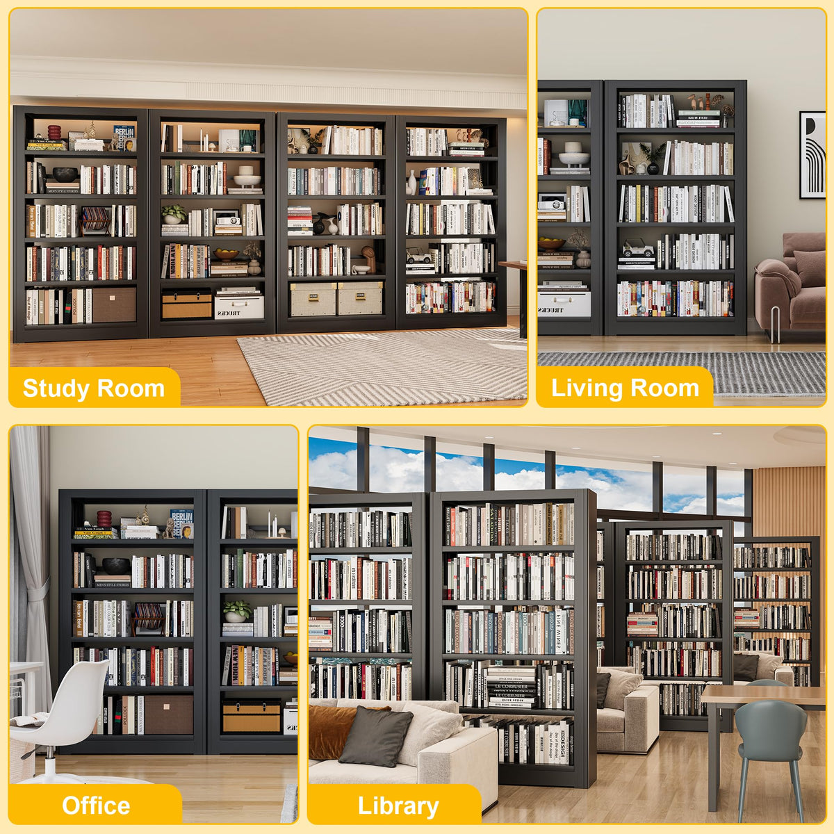 Heavy Duty 5-Shelf Metal Bookshelf U7350