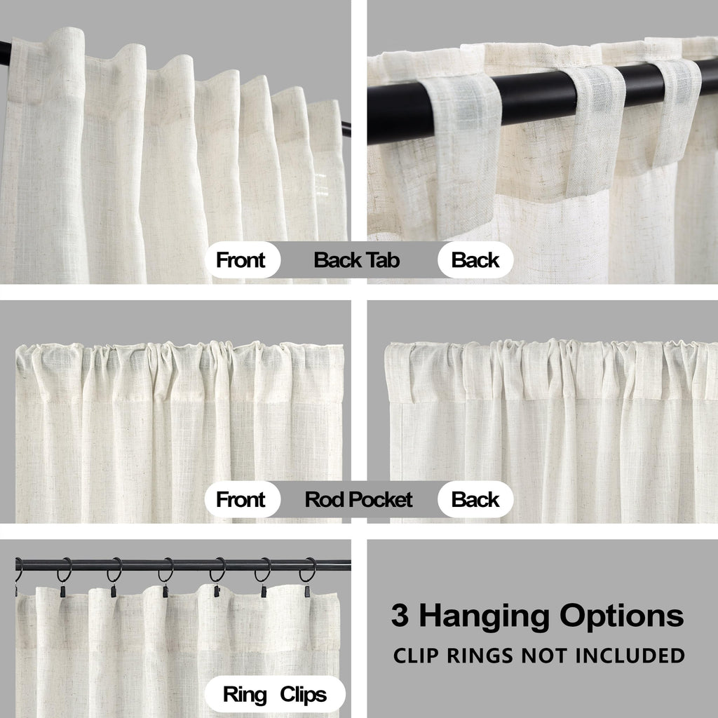 72 Inch Wide Linen Sheer Curtains, 84 Inch Long, 2 Panels Set Z52225