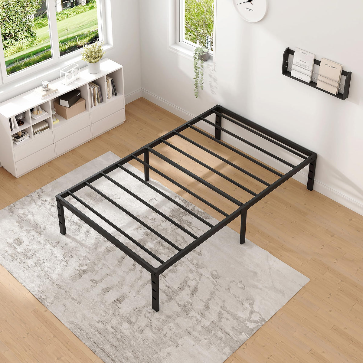 Metal Bed Frame with Storage Space, 14 Inch Q609