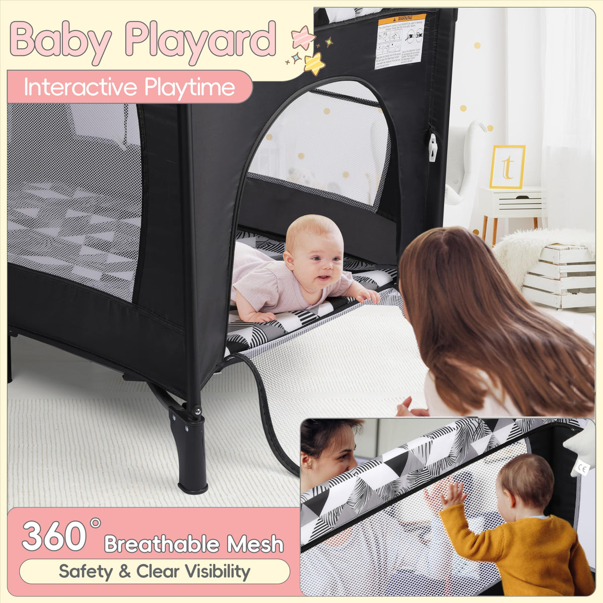 5-in-1 Baby Bassinet Bedside Sleeper with Changing Table F8036