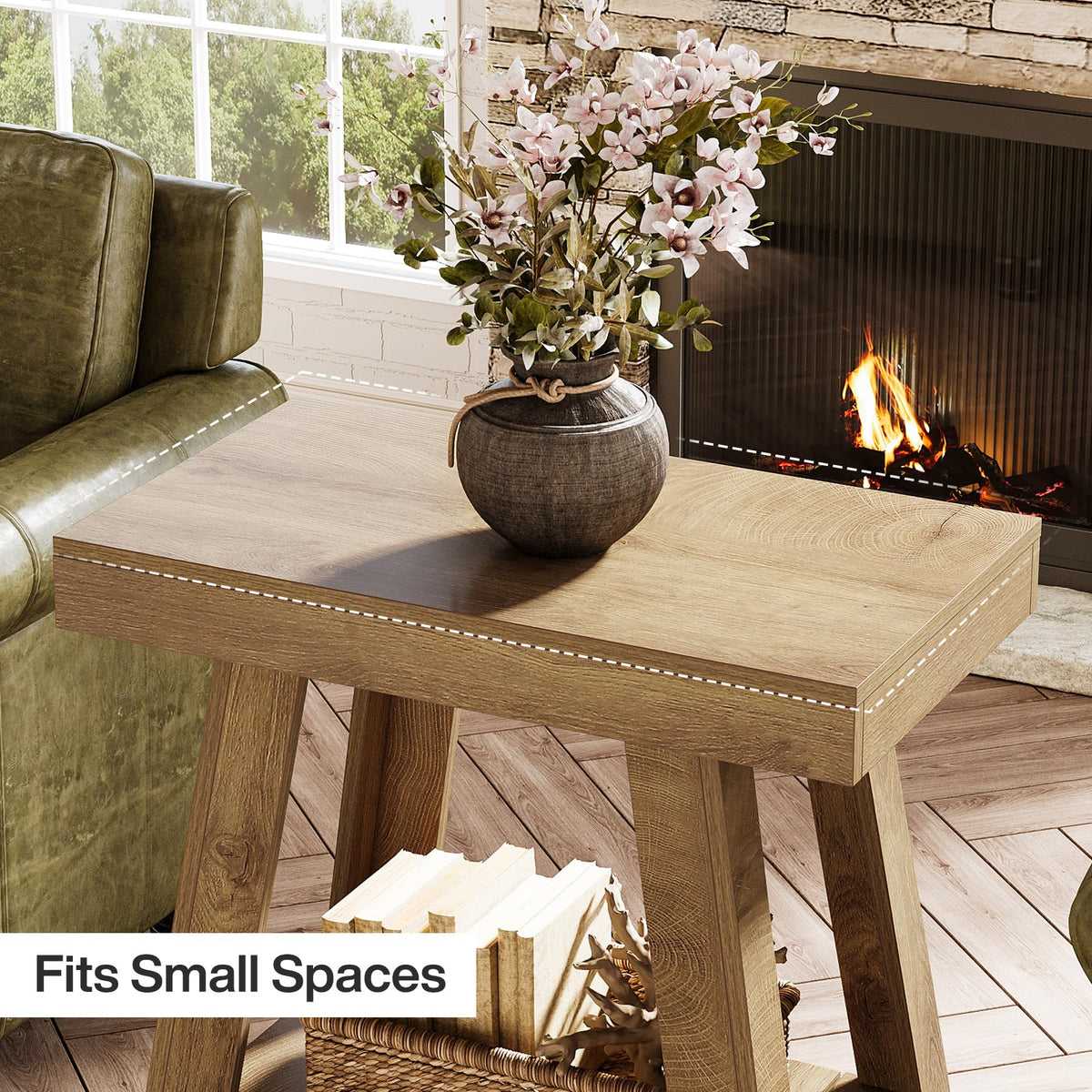 2-Tier Wooden End Table with Storage U35007