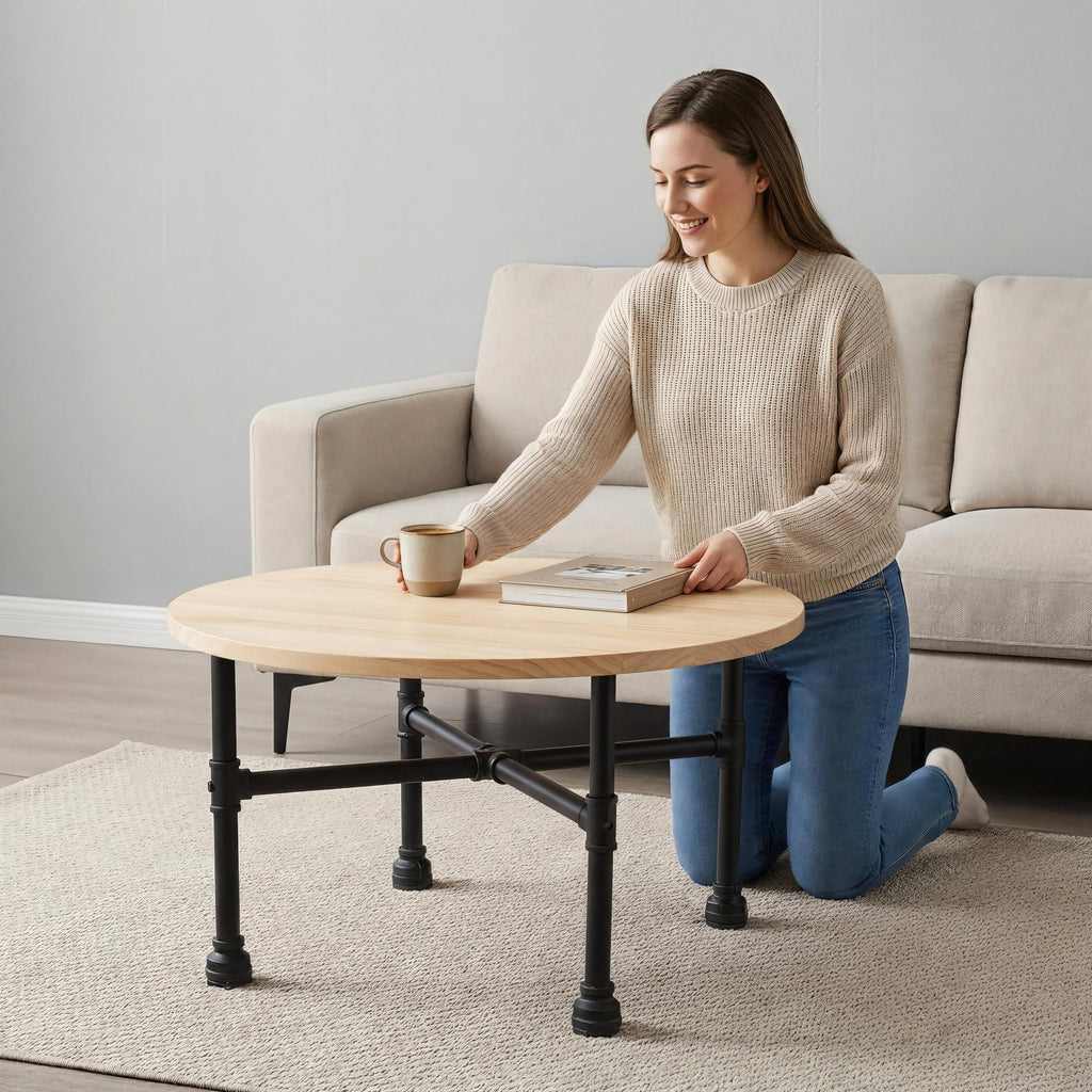 Black Industrial Pipe Table Leg Set Q795131